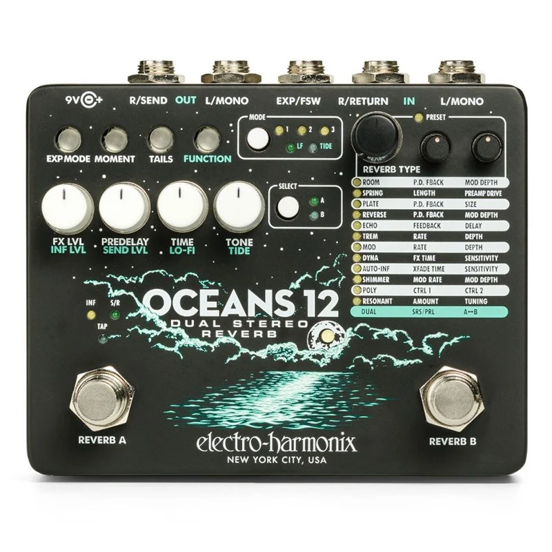 Electro-Harmonix Oceans 12 Dual Stereo Reverb Pedal