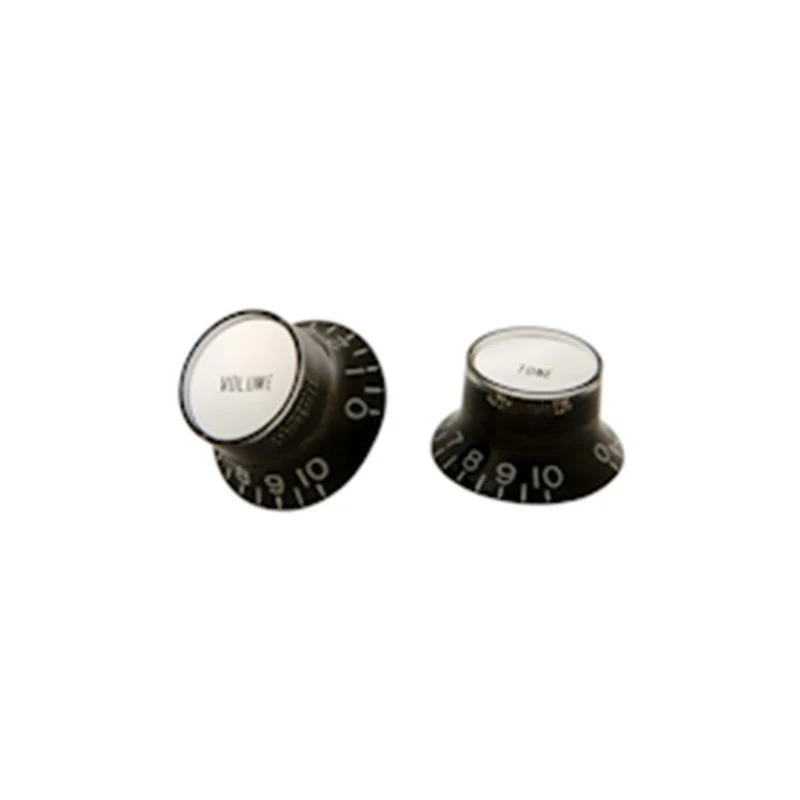 Gibson Top Hat Knobs w/ Silver Metal Insert - 4-Pack (Black)