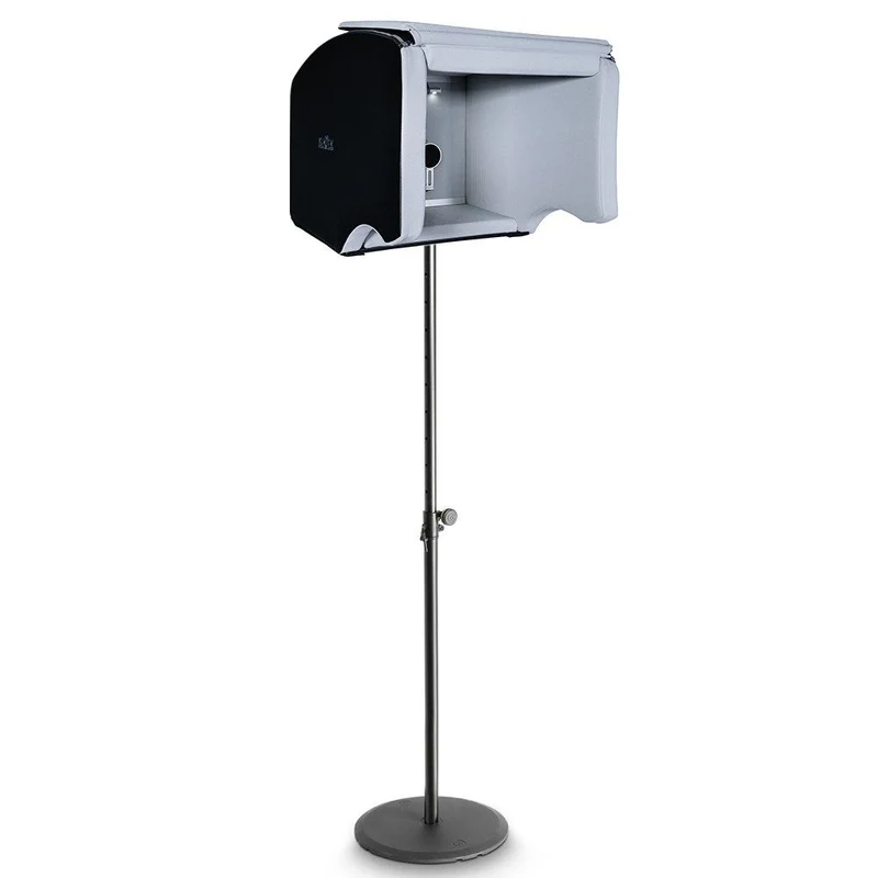 IsoVox 2 Portable Vocal Booth (Midnight) & Gravity SSPWBSET1 Round Base Stand 35mm (Black)