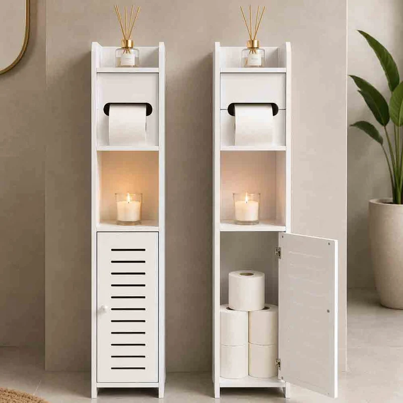 Mobiletto Bagno Salvaspazio Portarotolo Vano Portaoggetti Armadietto