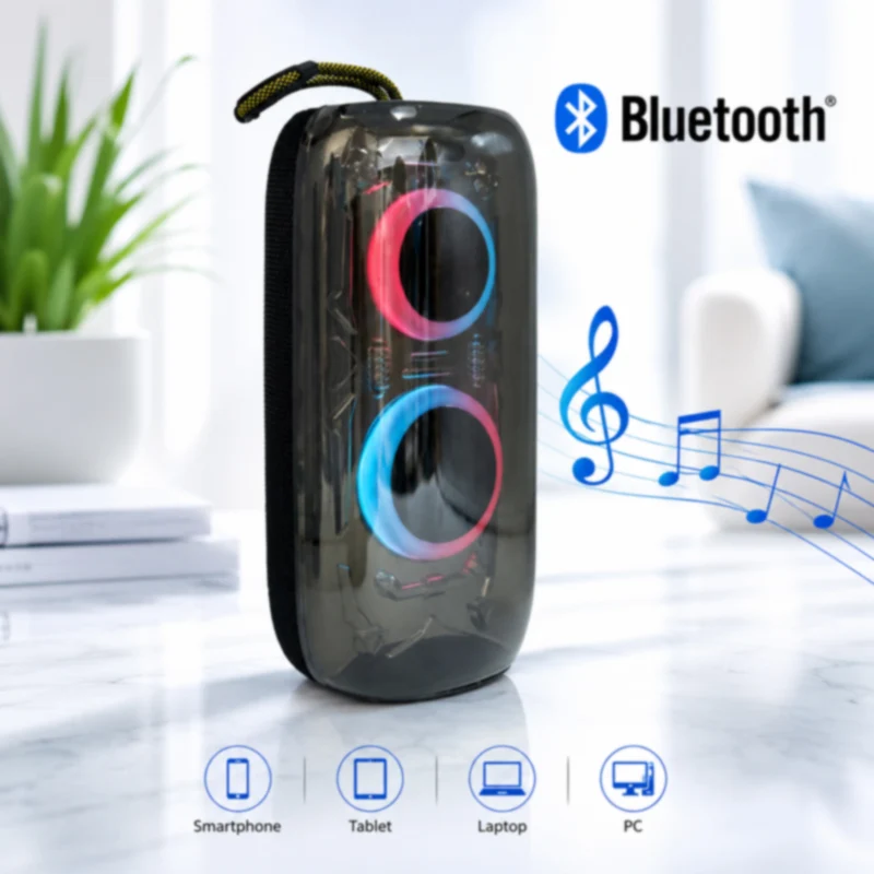 Cassa Bluetooth 5.3 portatile TWS RGB 20W RMS ricaricabile radio FM