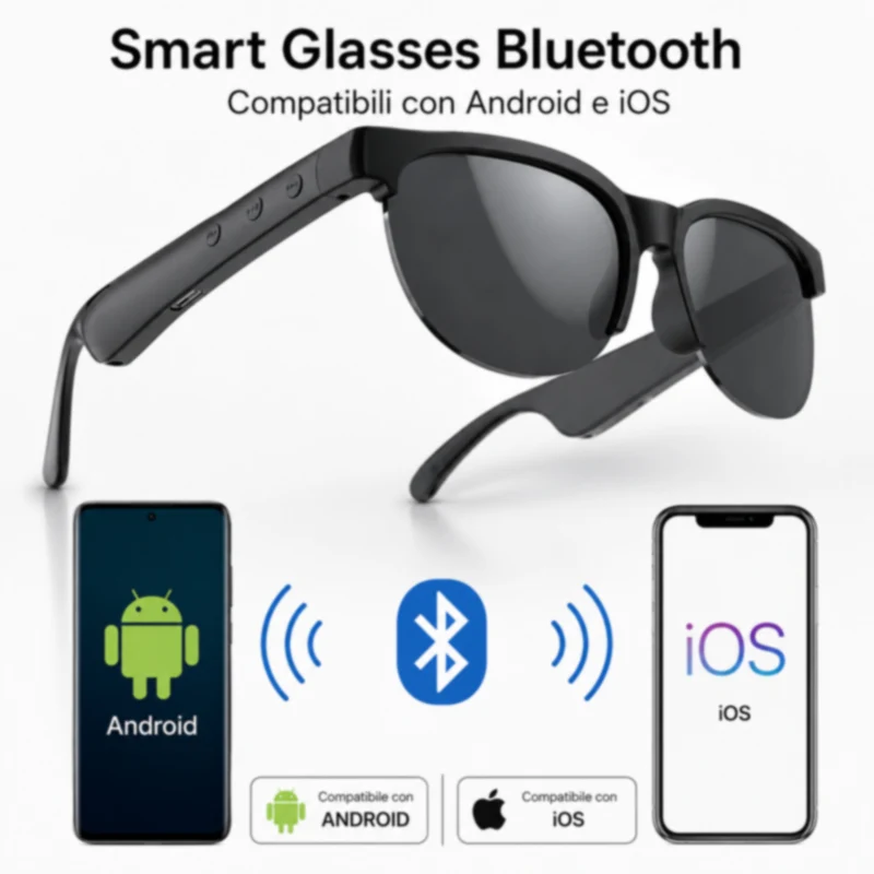 Occhiali da sole smart Bluetooth touch audio wireless 5.4 ricaricabili