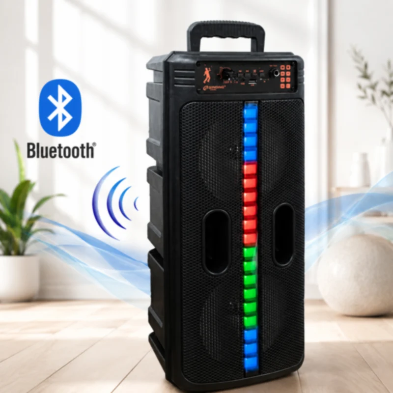 Cassa Bluetooth Ricaricabile 20W RMS con LED RGB radio FM usb sd