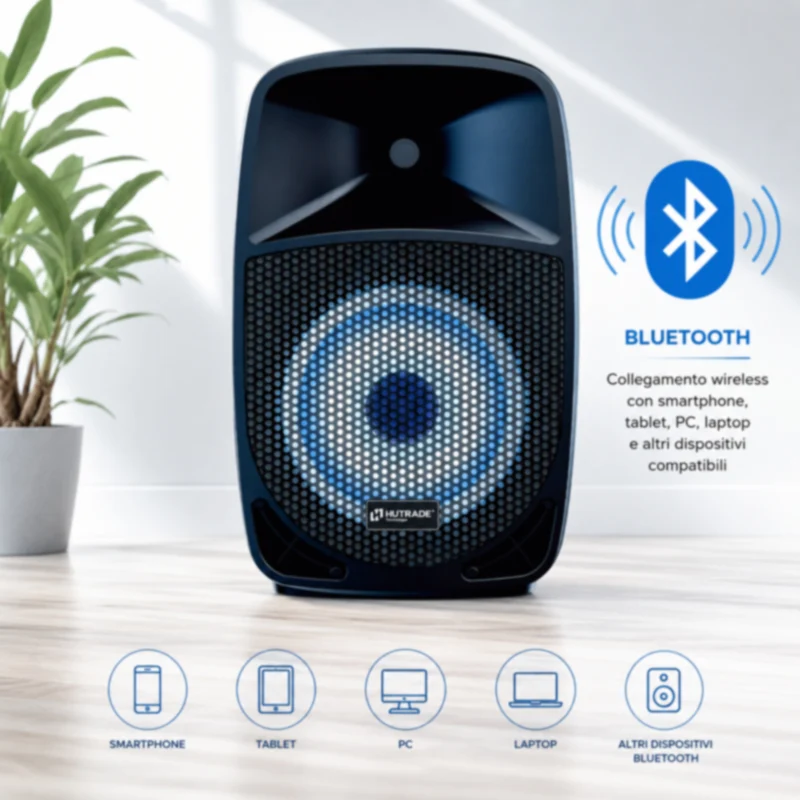 Cassa Bluetooth 300W PMPO 100W RMS con Microfono USB SD 12"