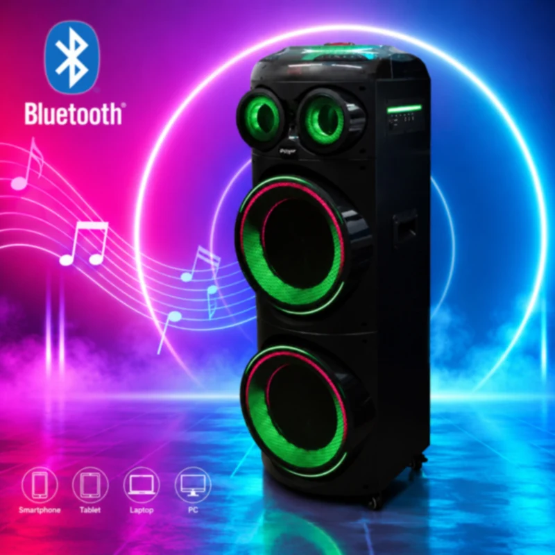 Cassa Bluetooth Karaoke 450W con 2 Microfoni Wireless TWS radio FM SD