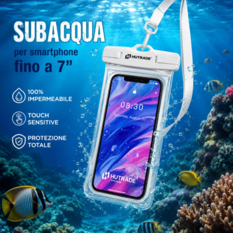 Custodia impermeabile x smartphone fino a 7" Touchscreen IPX8