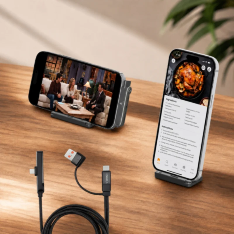 Cavo 3IN1 USB-A USB-C Lightning ricarica rapida 27W pieghevole
