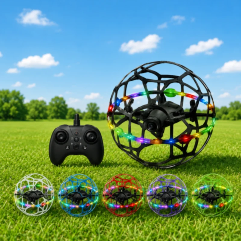 Drone ball a LED RGB racchiuso in una palla da calcio antiurto 360°