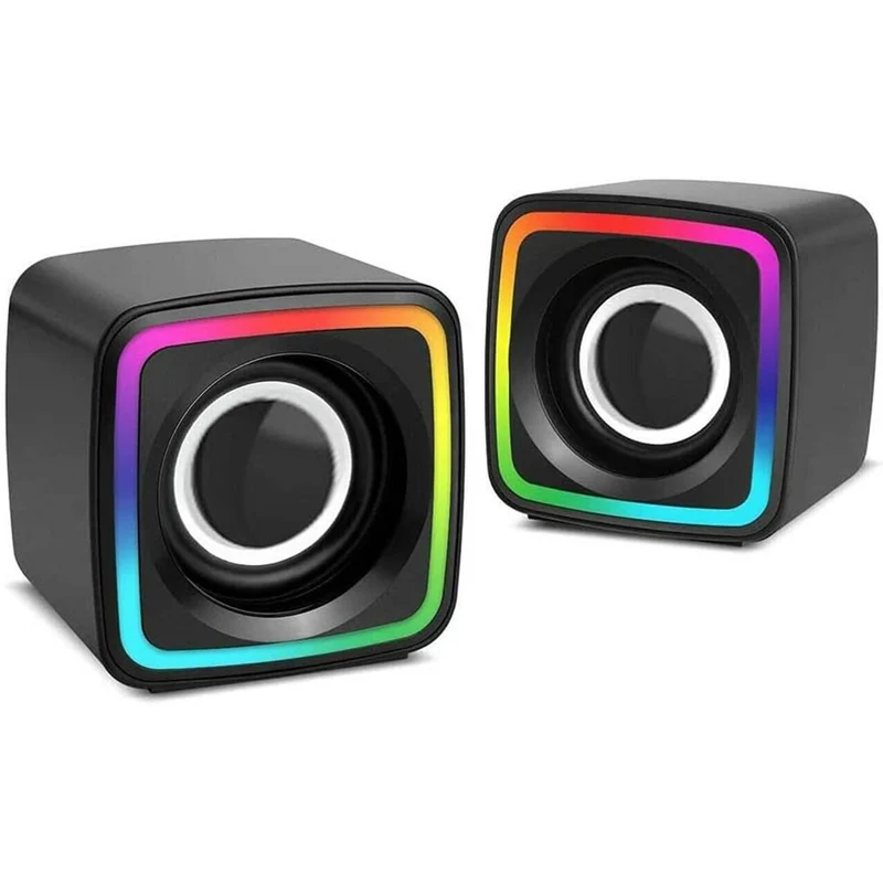 Coppia casse luci RGB x pc notebook smartphone usb 2.0 aux jack 3.5mm