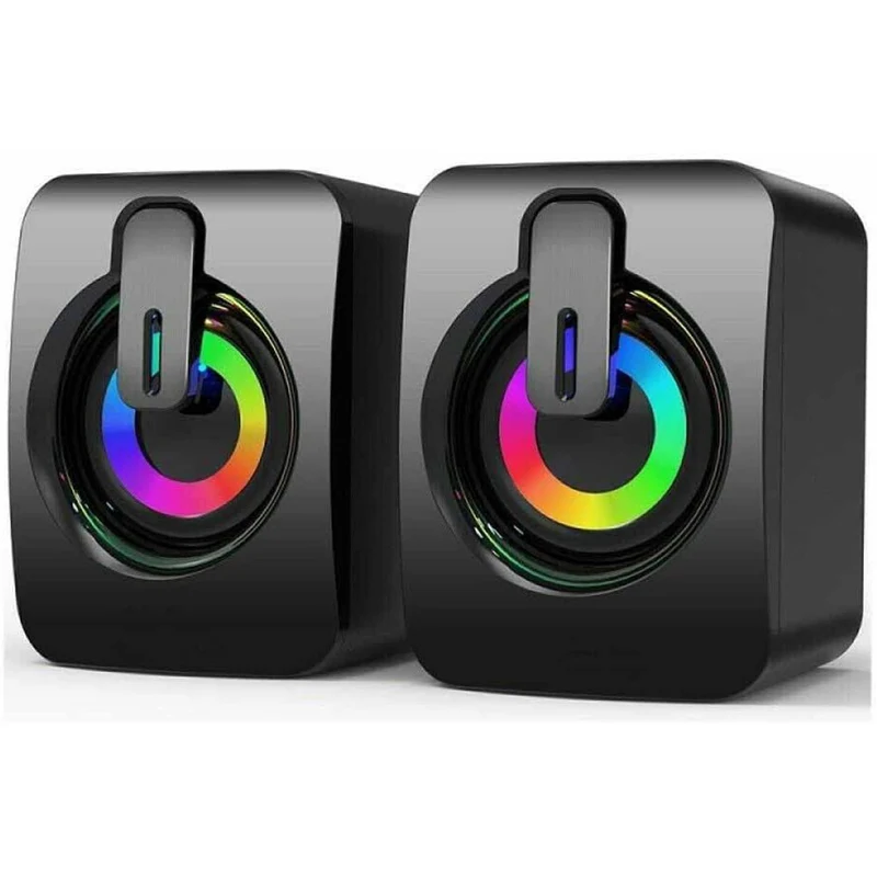 Coppia casse luci rgb 6W pc notebook smartphone usb 2.0 aux 3.5mm