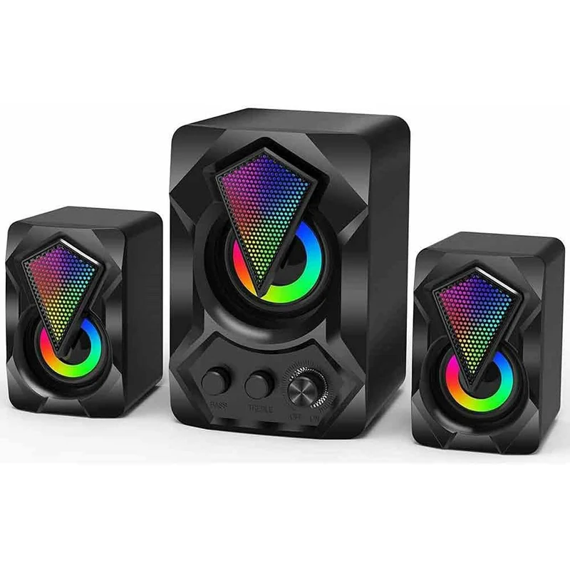 Casse Speaker RGB con Subwoofer 5+3W USB 2.0 AUX e Jack 3.5mm