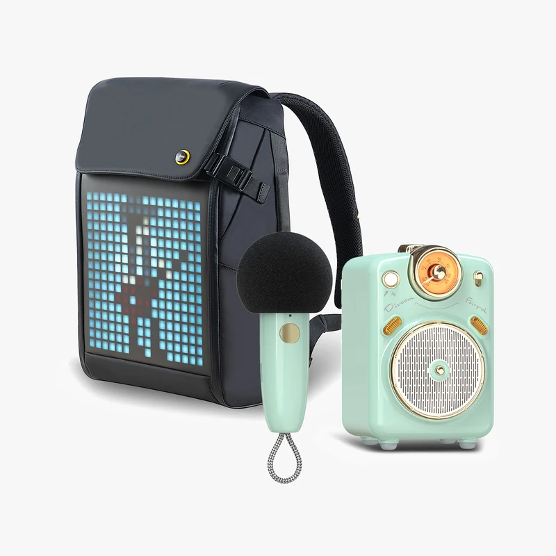 Divoom Fairy-OK Karaoke Speaker & Pixoo M LED Backpack Bundle