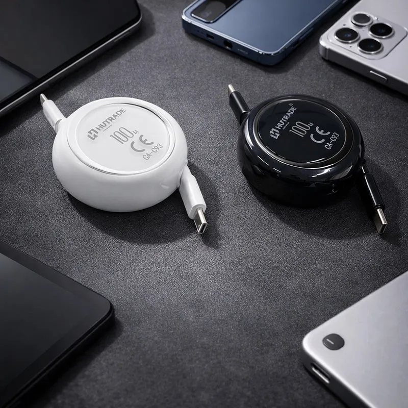 Cavo dati e ricarica Retrattile da 20 cm a 1 mt connettori USB-C a USB-C 100W