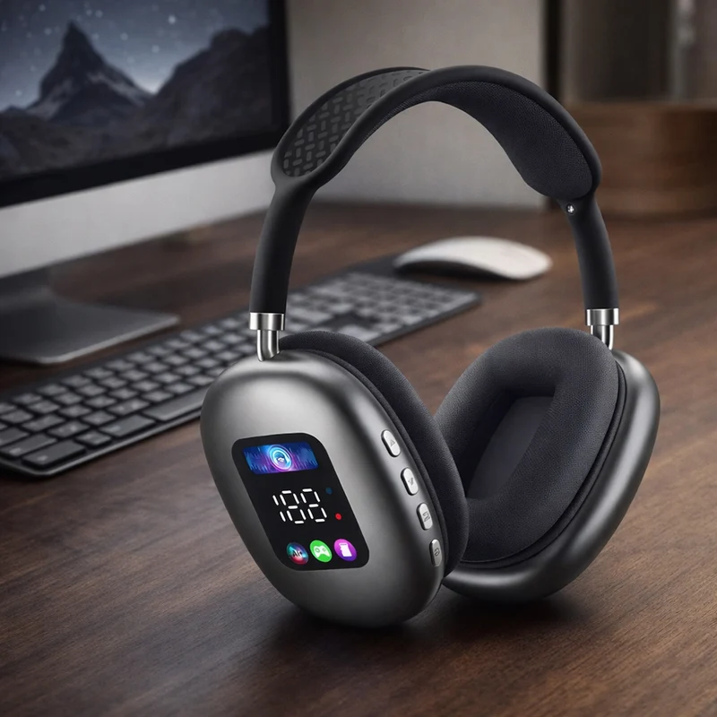 Cuffia Bluetooth ricaricabile radio FM ingresso AUX SD Type-C display