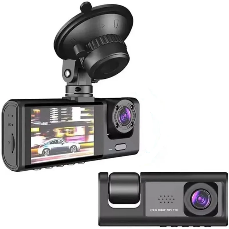 Dash Cam con ventosa 3 telecamera HD 1080p con visione notturna