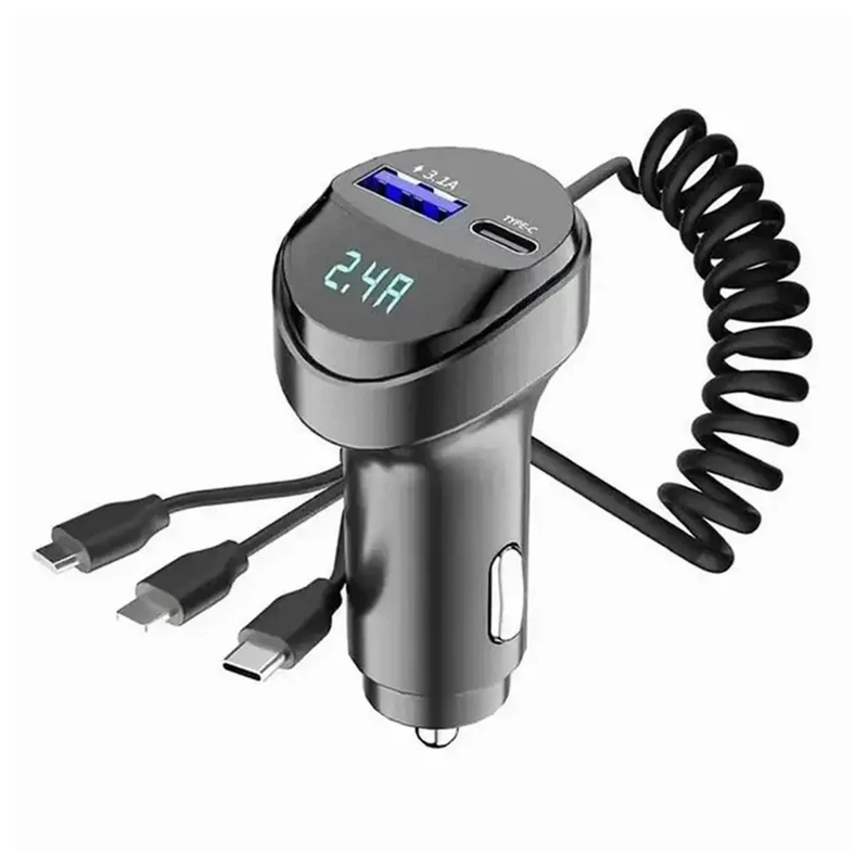 Caricabatteria accendisigari universale da auto 3IN1 12/24V 3.1A