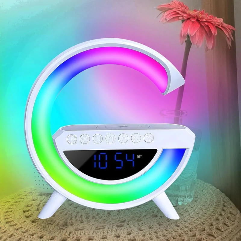 Speaker bluetooth RGB lampada G ricarica induzione orologio sveglia