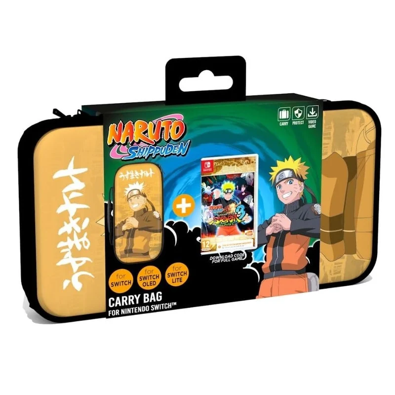 Naruto Shippuden UNS3 (BUNDLE) Videogioco Ultimate Ninja Storm 3 Full Burst Edition (Code in a Box) + Borsa Custodia per Nintendo Switch / Lite / OLED