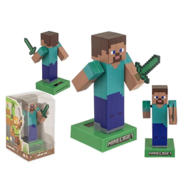 Minecraft: Solar Pal - Steve - Decorazione ad Energia Solare - Statuetta solare su base di plastica