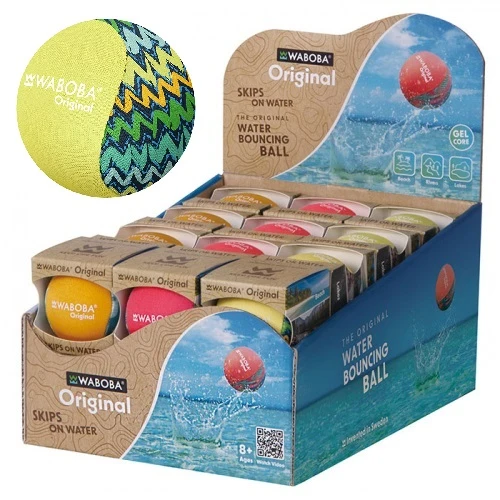 Waboba Pallina Original Skips on Water Bouncing Ball (1pz) Palla che rimbalza sull’acqua, originale per saltare sull'oceano, lago e piscina – Giocattolo acquatico ad alte prestazioni per un'estate di divertimento senza fine (Astratto al neon)