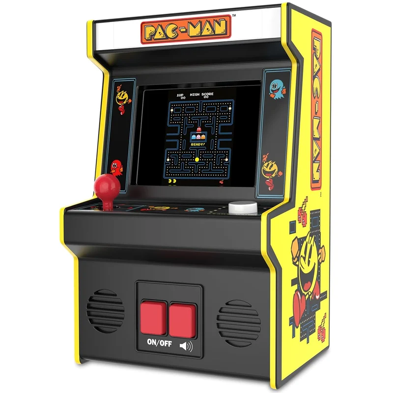 Basic Fun! Mini Cabinato Arcade Pac-Man Gioco Retro Portatile a forma di Console Mini Cabinato Schermo a Colori