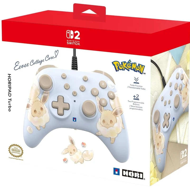 Horipad Turbo Pokemon Eevee Cottage Core Controller Cablato Nintendo Switch 2 PC