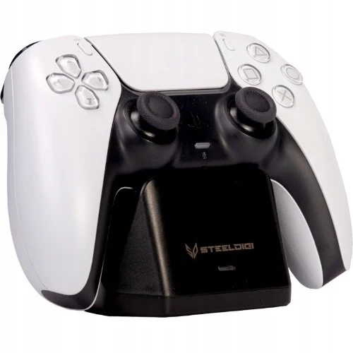 Steeldigi Base Ricarica Dualsense Play Station 5 Controller Nero Bianco Ps5
