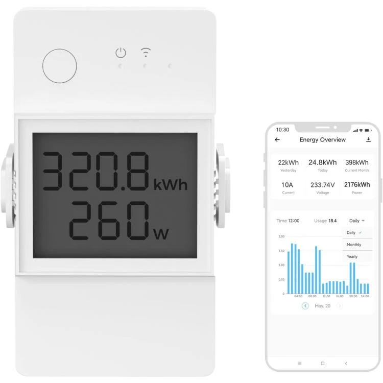 Sonoff Powr316D Elite Lcd Wifi Smart Switch 16A Misuratore Potenza Consumi Alexa