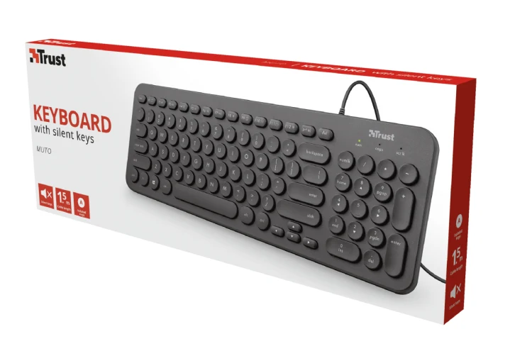 Tastiera Usb 2.0 Trust Muto Silent Mini Usb Qwerty Nero Pc Computer Keyboard