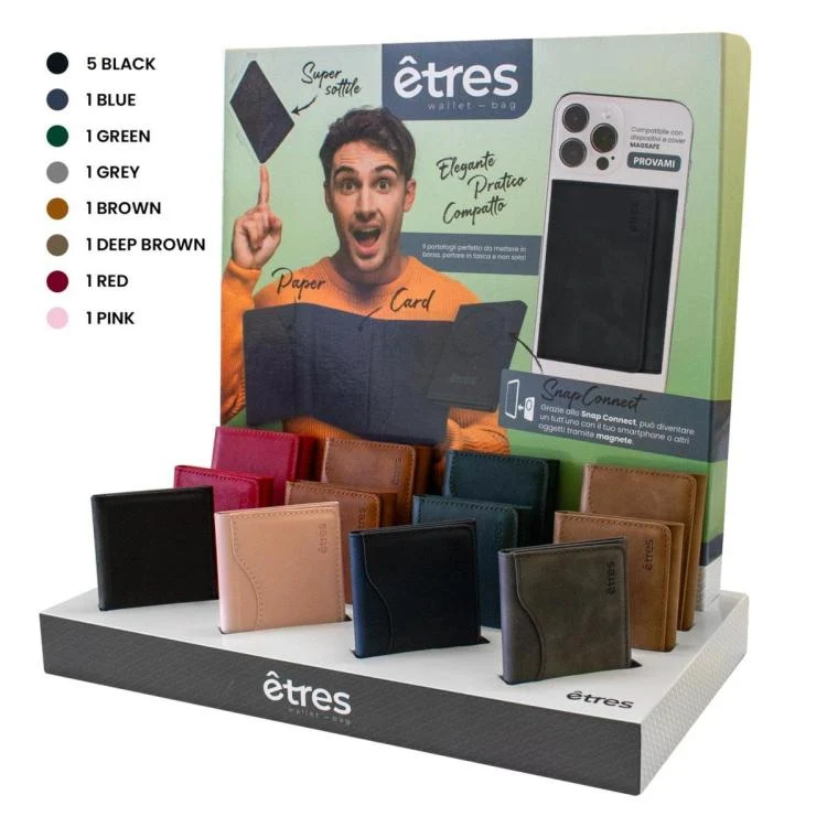 Etres Smart Wallet Portafoglio Slim Porta Carte Di Credito Iphone Mag Safe |12Pz