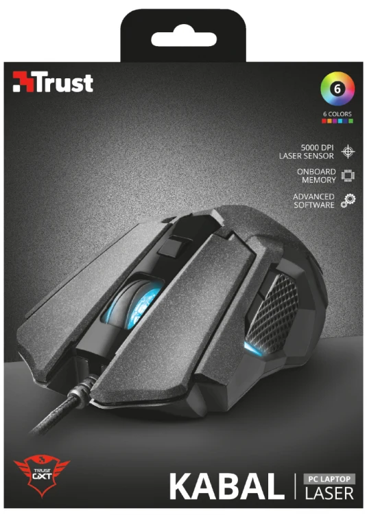 Trust Mouse Gaming Laser Ottico Gxt 4158 Kabal 5000 Dpi Led Multi Usb Gioco Pc