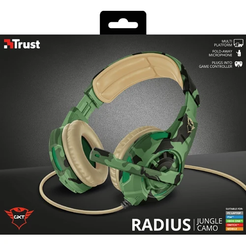 Trust Cuffie Gaming Gxt310C Radius Jungle Camo Pc Ps4 Xbox One Switch Cuffia