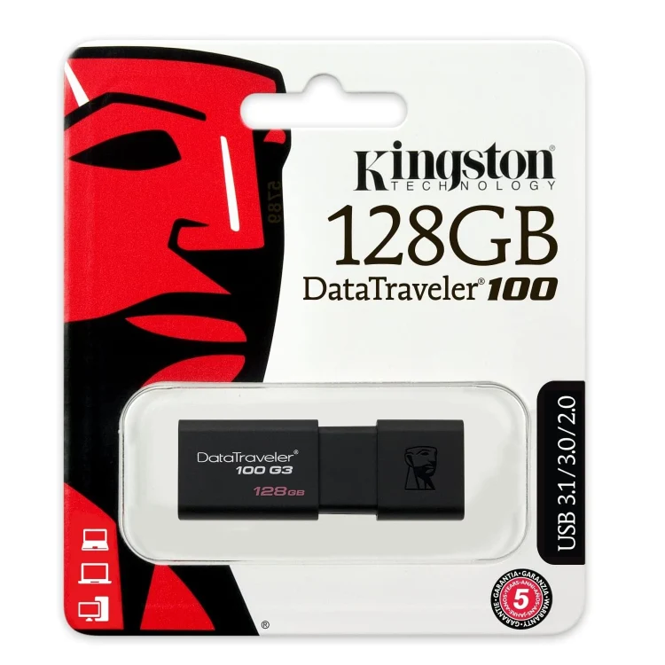 Kingston Pendrive Datatraveler 128Gb Dt100G3 Pennetta Usb 3.0 Chiavetta Memoria