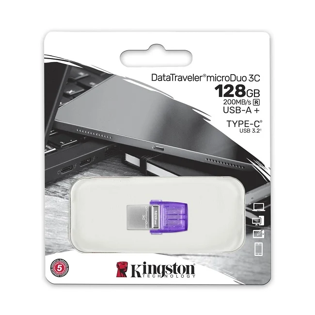 Kingston Pendrive 128Gb Micro Duo Otg Type-C Dtduo3C/128Gb Usb 3.1 Chiavetta Pc