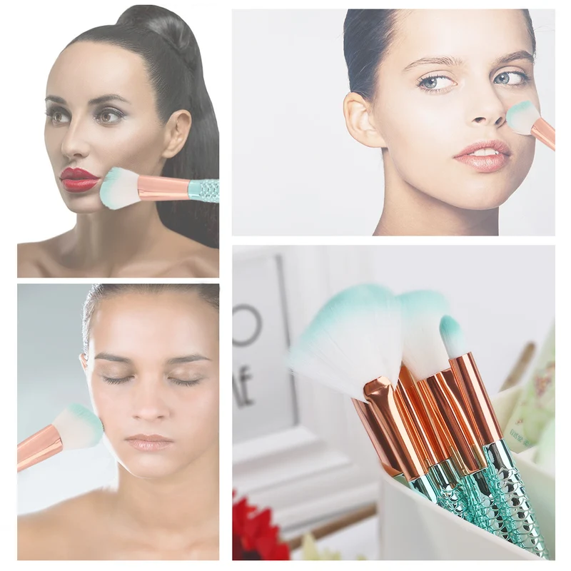 10pcs Mermaid Makeup Brush Set