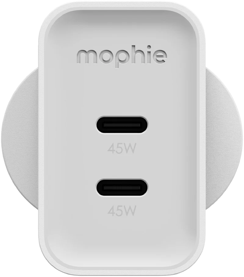 Mophie Speedport Dual USB-C GaN 45W Wall Charger White