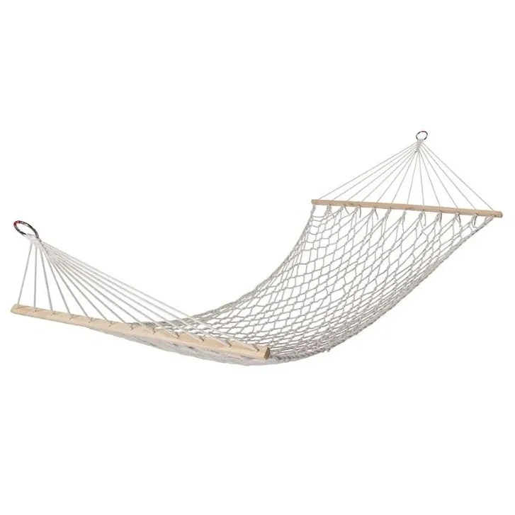 Amaca Classica Corda a Rete Cotone Sostegno Asse Legno 80x200 Giardino Campeggio