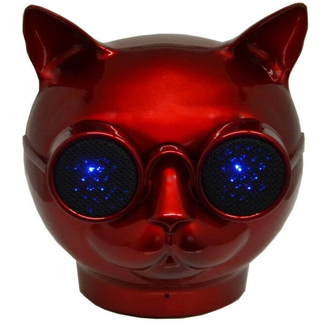 AKAI | SPEAKER BLUETOOTH AUX USB CASSA LED PORTATILE CANE/GATTO CHROME BILLY RED