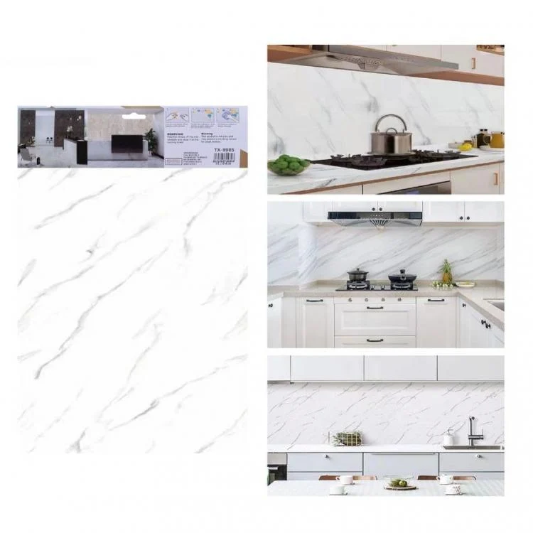 ADESIVO CARTA DA PARATO 3D EFFETTO MARMO BIANCO PANNELLO SPUGNA 30X60CM |TX-9985