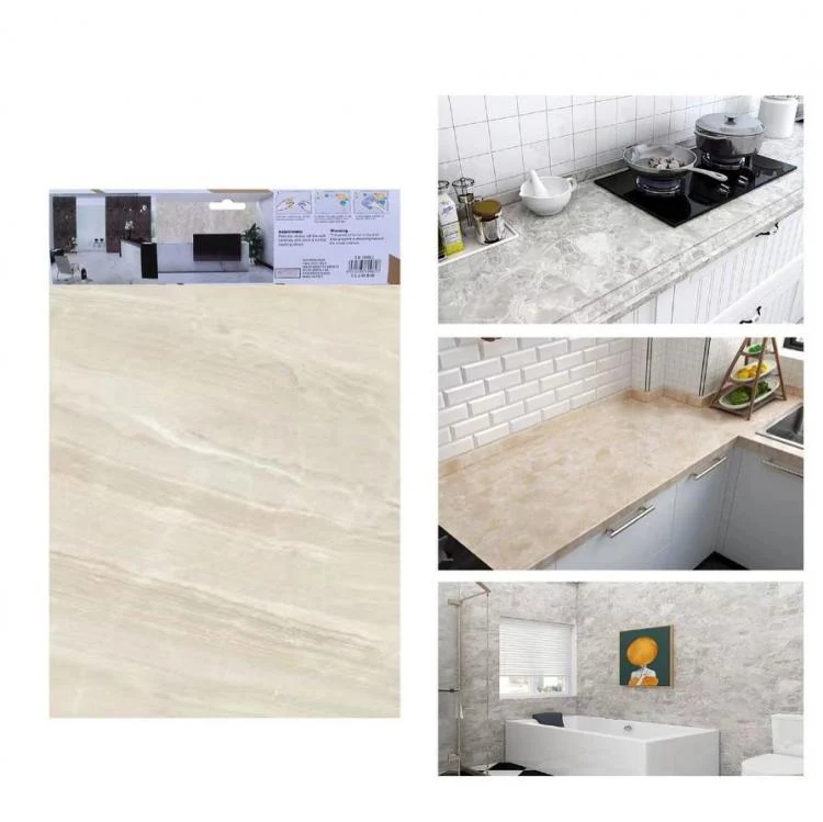 ADESIVO CARTA DA PARATO 3D EFFETTO MARMO AVORIO PANNELLO SPUGNA 30X60CM |TX-9982
