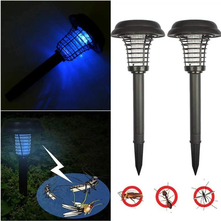 2 Lampada Led Solare Esterno Trappola Per Zanzare Zanzariera Elettrica Picchetto