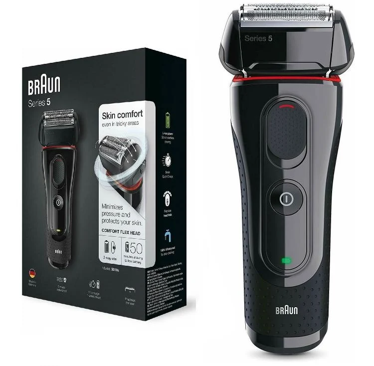 BRAUN - RASOIO BARBA ELETTRICO SERIE-5 5030S RICARICABILE IMPERMEABILE A LAMINA