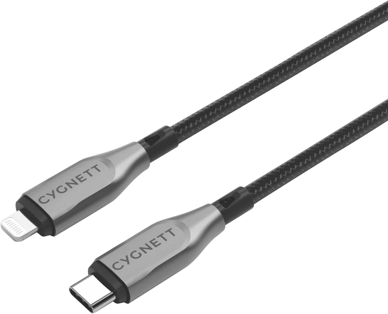 Cygnett USB 2.0 Armoured braided USB C Lightning 2m Black