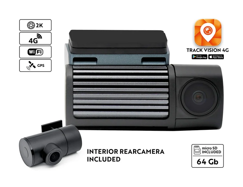 Phonocar VM445 Dashcam 2 canali 2K 4G/WI-FI/GPS/APP, videocamera frontale + camera da interno