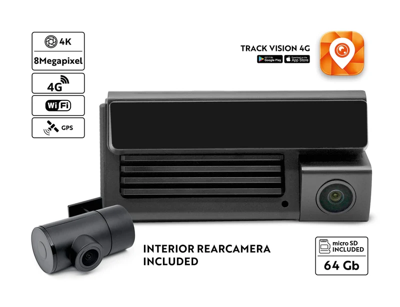 Phonocar VM444 Dashcam 3 canali 4K 4G/WI-FI/GPS/APP, due videocamere integrate + retrocamera da interno