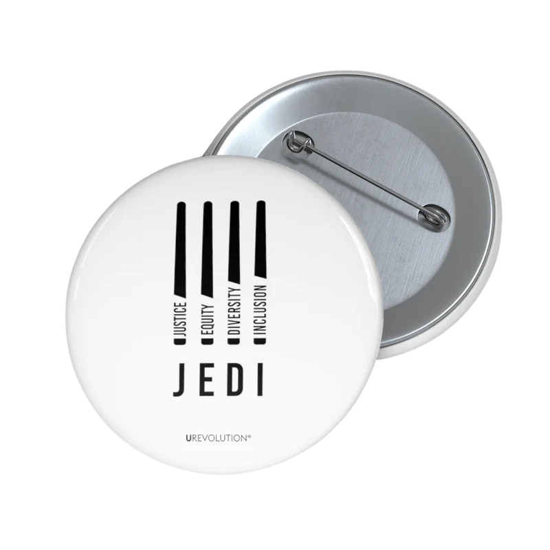 JEDI Justice Equity Diversity Inclusion White Pin Buttons