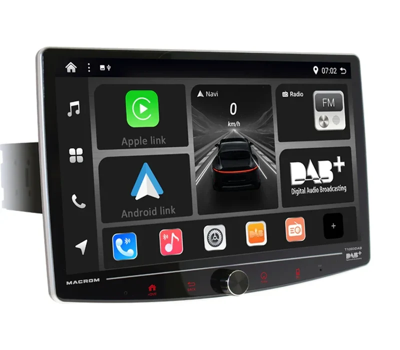 Macrom T1003DAB Autoradio Android 1 DIN schermo QLED da 10.1", Google Play Store