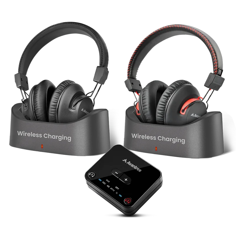 HT41899 Plus 2 | Dual TV Headphones & Wireless Charging Docks