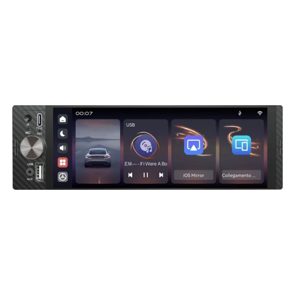 BULLDRAFT AP1C011 Autoradio 1 DIN multimediale 6.28" Apple Car Play Android Auto wireless