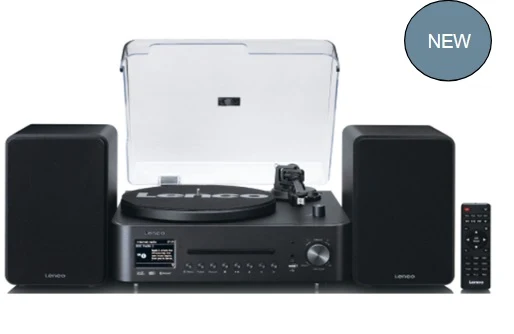 Lenco MC-760BK Sistema all-in-one giradischi, lettore CD, Radio DAB+, FM, Bluetooth 5.3, diffusori 30W